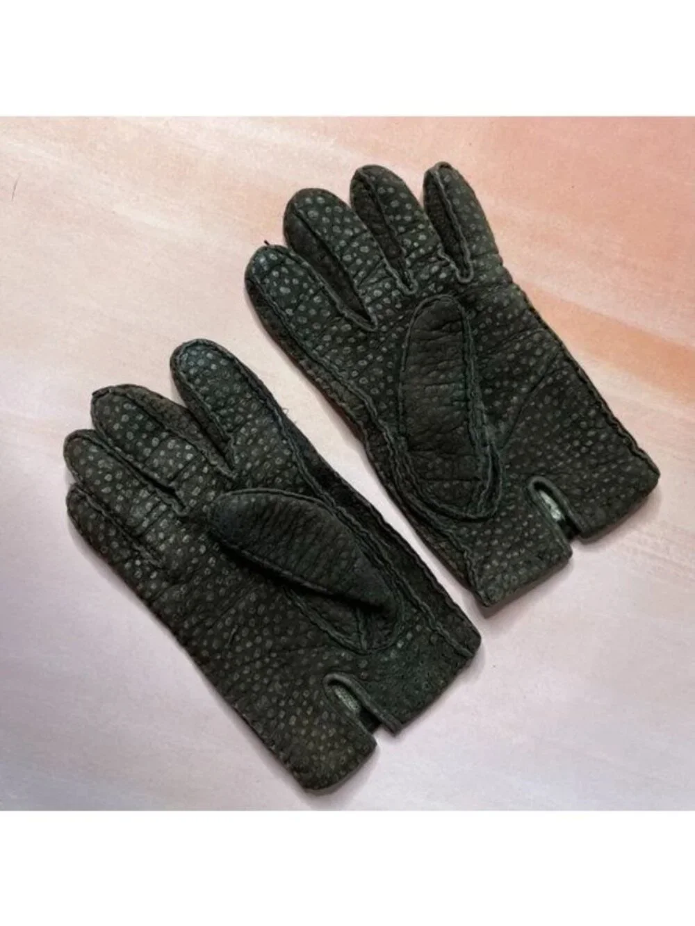 Cashmere Lined Suede Textured Leather Winter Gloves